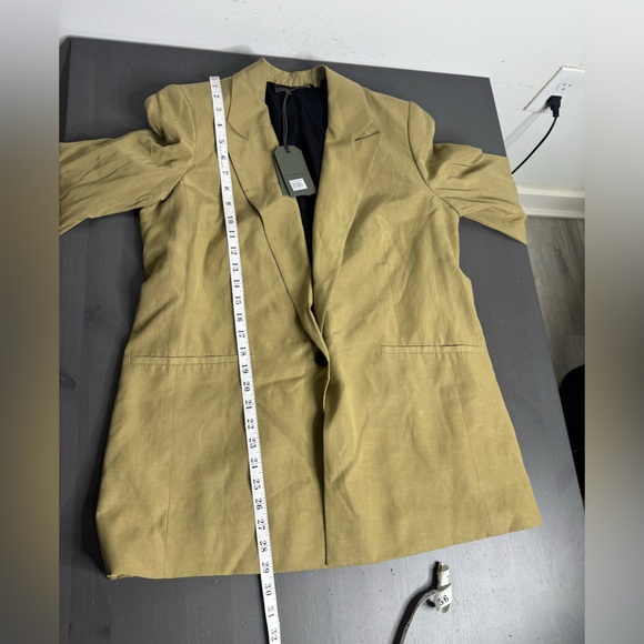 All Saints Yolanda Lyn Linen Blend Blazer Light Khaki Brown - Picture 11 of 14